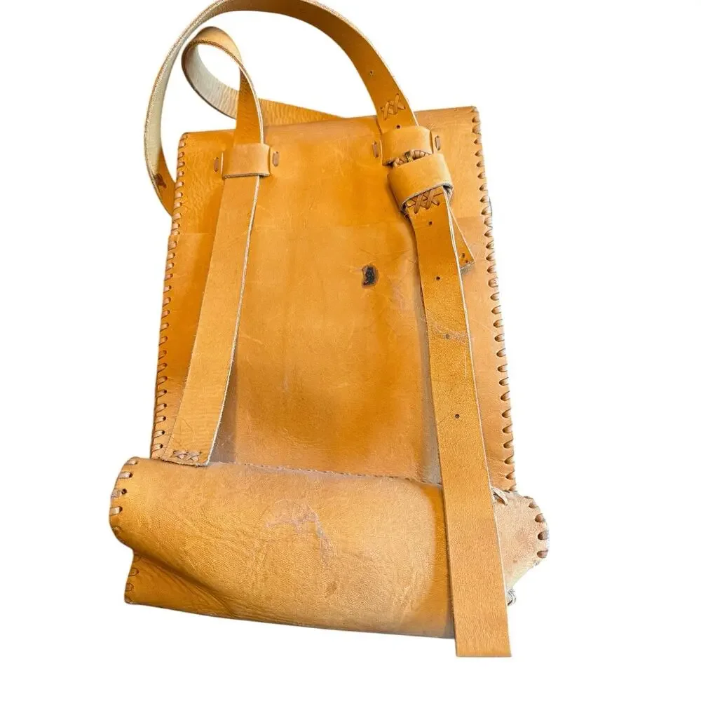 Handcrafted Tan Leather Backpack / Crossbody – Vintage Boho